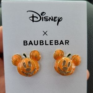 Disney X Baublebar Mickey Halloween pumpkin Jack-o-lantern earrings. New in box!
